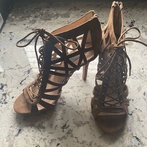 🆕 Saks Fifth Avenue Lace up Suede Heels